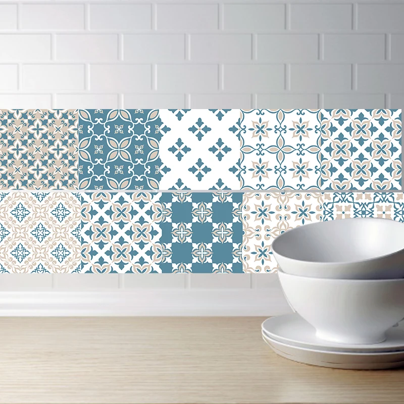Синяя наклейка для плитки в стиле ретро обои гостиной спальни настенная кухонная