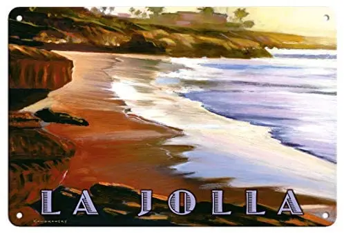

La Jolla Beach - California Coast by Wade Koniakowsky - Vintage Metal Tin Sign