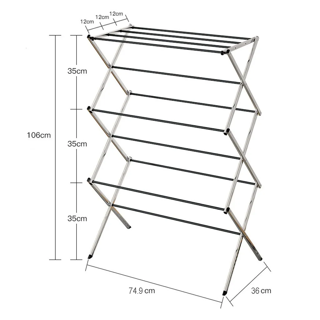 

Adjustable Foldable Drying Rack Clothes Hanger Coat Rack Floor Hanger Extendable Telescopic Clothes Dryer For Hang Laundry