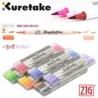 Набор водостойких кистей ZIG Kuretake, набор ручек-маркеров 4 x, Двойные наконечники, Красныйбровисинийзеленыйфиолетовыйжелтый, набор, для детей 1-4 лет