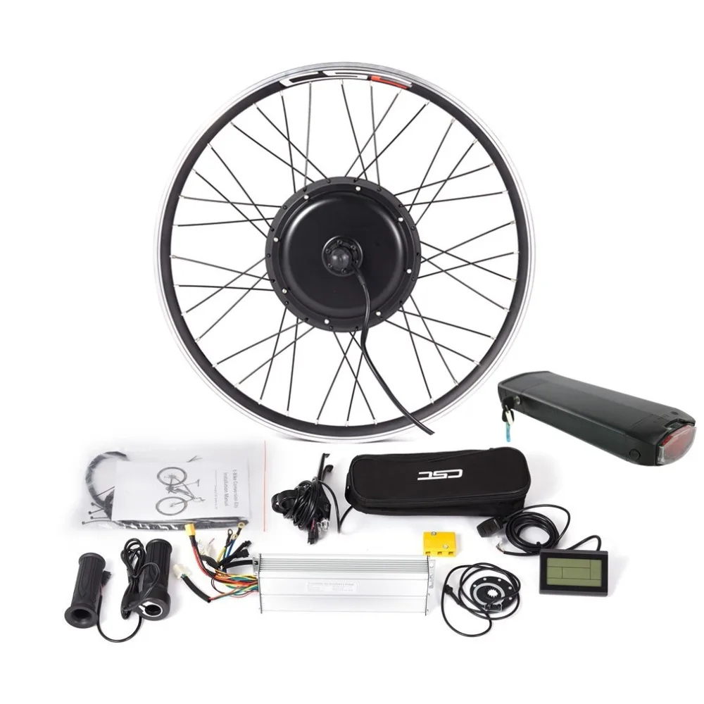 36V 250W MTB E-bike Conversion Kit with Brushless Hub Motor LCD3 Display+36V 10Ah Lithium Battery+Double Layer Luggage Rack