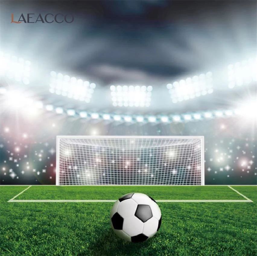 

Laeacco Soccer Football Backdrops Photography Baby Shower Field Light Grassland Customize Photo Backgrounds Studio Decoration