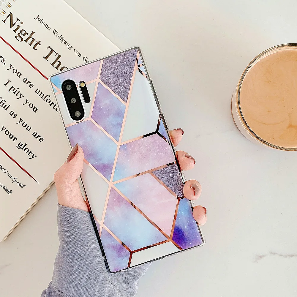 

Marble Case for Galaxy S20 Ultra S10 S8 S9 Plus Note 20 A51 A71 A50 A70 A90 5G A30S A20S A10S Plating Geometric Back Cover