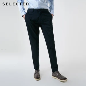 Отобранные мужские хлопковые слегка тянущиеся маленькие темные повседневные брюки в клетку C  419114523