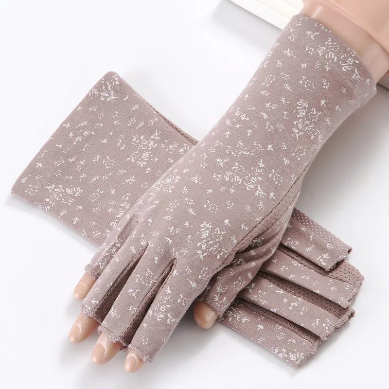 Summer Uv Protection Gloves Breathable Sport Anti-Slip Half Finger Gloves Female Thin Cycling Sun Protection Driving Gloves