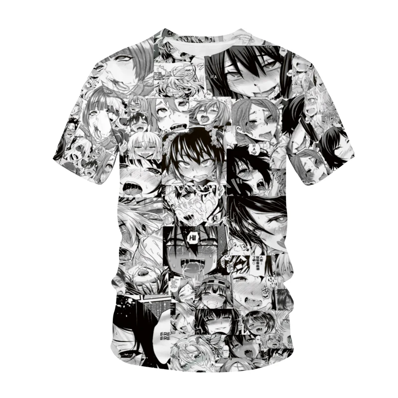 

2022 New animation ahegao T-shirt 3D impression of men's women's T-shirt hiphop Harajuku casual sexy women's top