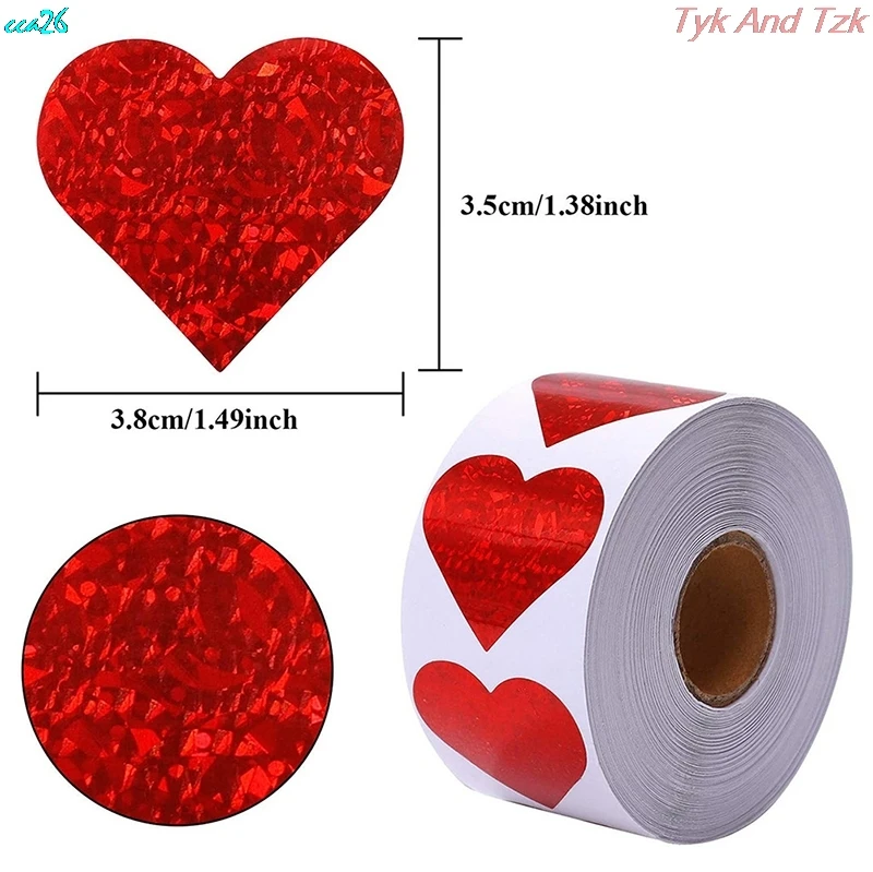 

500pcs/roll Heart Shaped Stickers Valentine's Day Thank You Stickers Decoration Wedding Stickers