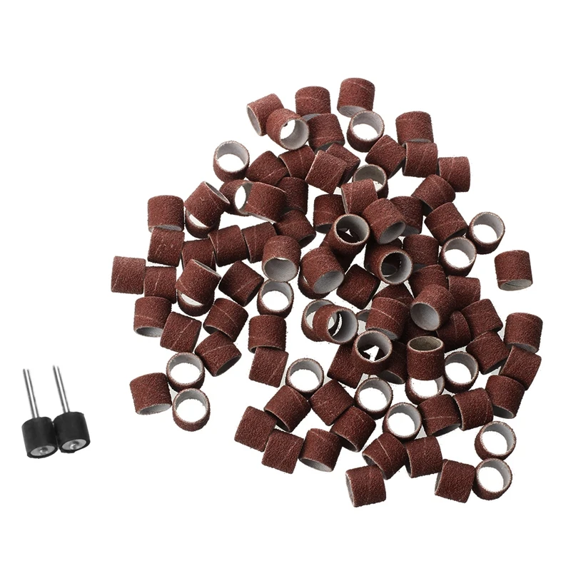 

100pc 1/2" Sanding Bands Kit with 2 Sanding Drum Mandrel For DREMEL Rotary Tools