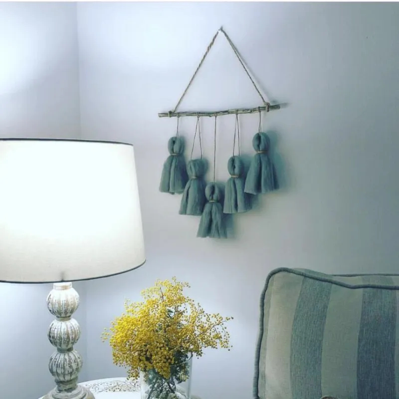 Гобелен с кисточками из хлопка и шерсти настенный подвесной орнамент Ins