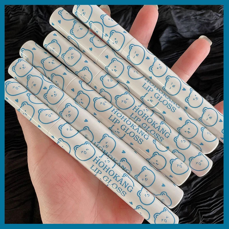 Жидкая помада с милым медведем глянцевая матовая бархатная губная не