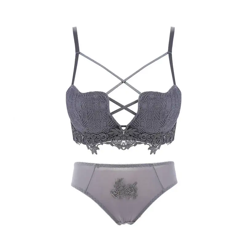 

Wire Free Push Up Underwear Women Suit Bra Gathered Small Chest Sexy Lace Bras Section Received