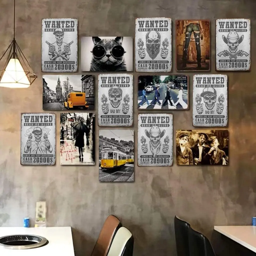 

AIQIBAO Metal Vintage Tin Sign Decor-Wanted for Garage Bar Pub Shop Funny Retro Wall Art Sign 12X 8