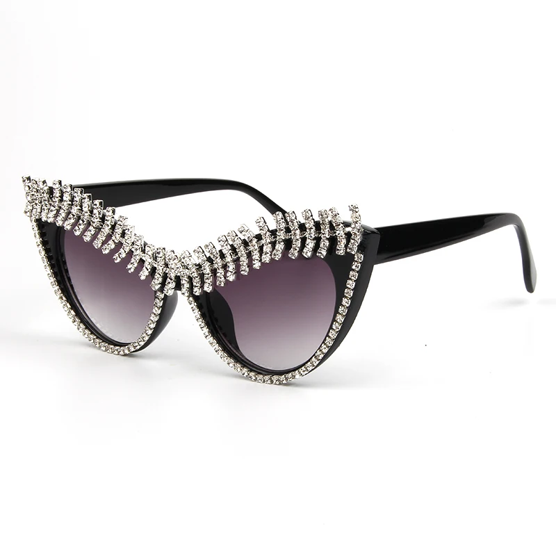 2019 Винтажные Солнцезащитные очки женские кошачий Глаз Модные со стразами