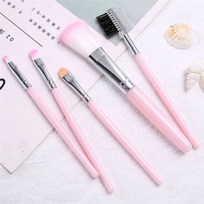 

Hot Professional 5pcs Makeup Brushes Set Beauty Foundation Power Blush Eye Shadow Brow Lash Fan Lip Face Make Up Brushes