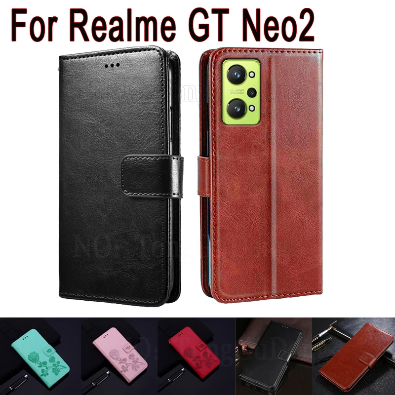 

GTNeo 2 Cover For Realme GT Neo2 Case Phone Protective Shell Book Etui For Realme RMX3370 GT Neo 2 Flip Wallet Leather Case Bag