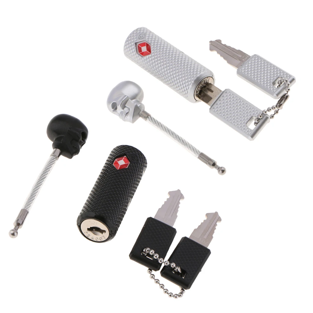 

2Pcs Approved Luggage Suitcase Lock with Skull Head + 4 Keys for Travel Flexible Ultra Secure - Silver+Black