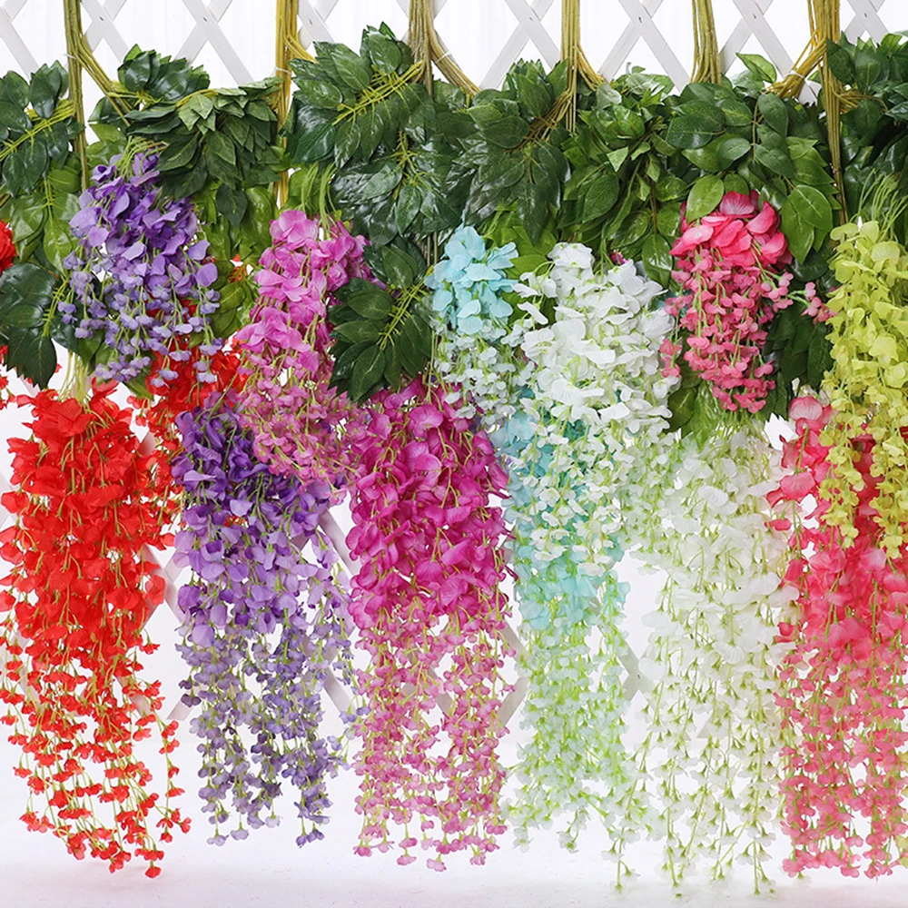 

12Pcs/Lot Wisteria Vine Artificial Flower Silk Wreath Arch Wedding Garland Hanging DIY Home Party Garden Office Plant Wall Decor