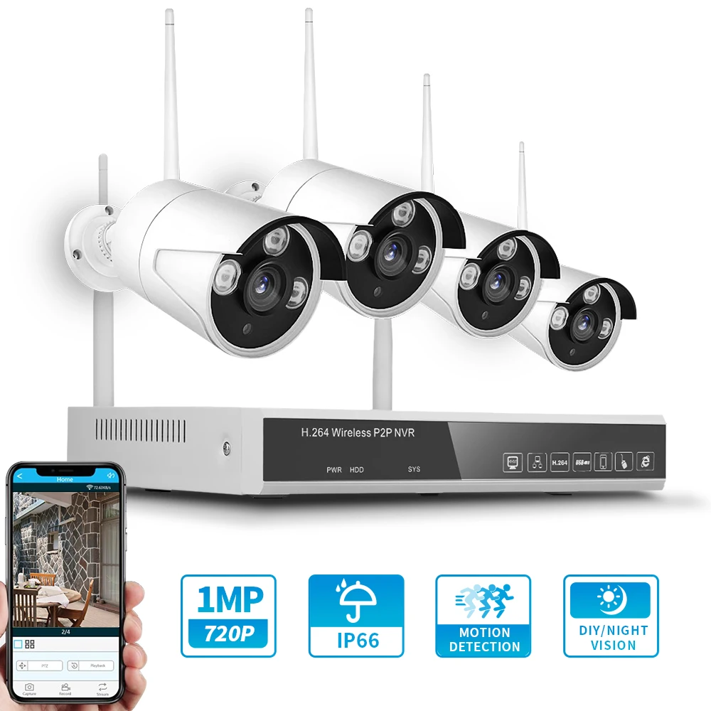 Беспроводная система видеонаблюдения 720 МП 4 камеры Wi-Fi | Безопасность и защита