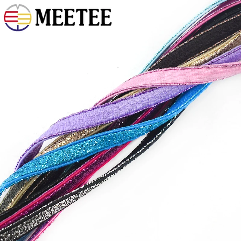 

9m 6mm Gold Silver Elastic Bands High Quality Cord Ropes Rubber Band Webbings For Hair Bow Garment DIY Sewing Crafts EB137
