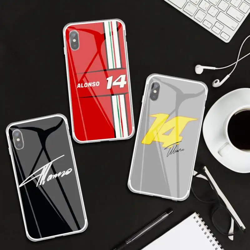 

Fernando Alonsos 14 Renault F1 Racing Phone Case Transparent Case For IPhone 6 6s 7 8 Plus X Xs Xr Xsmax 11 12 Pro Promax 12mini