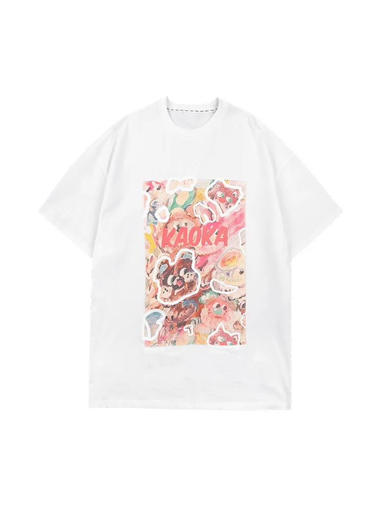 White Short Sleeve T-shirt Women's Summer New Loose Graffiti Printed Half Top Fashion | Женская одежда