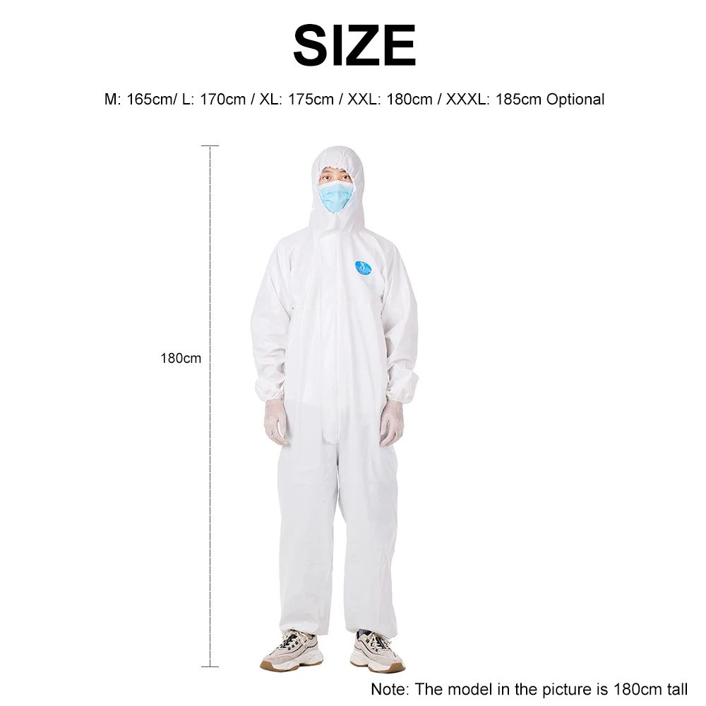 

Unisex Sanitary Protection Jumpsuit Hazmat Suit Zip Isolation Protective Coveralls Disposable Factory Safety Clothing