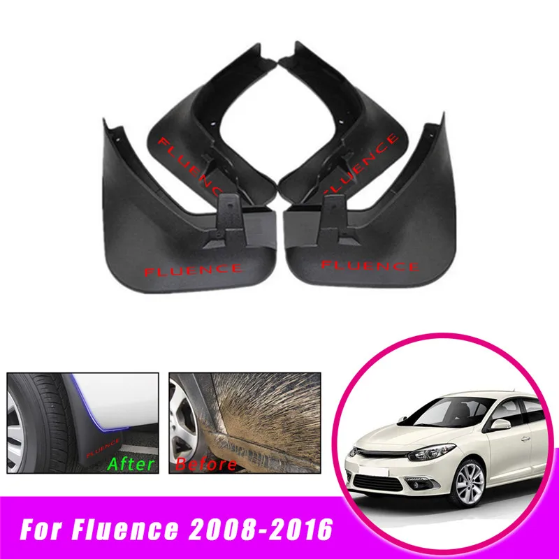

4Pcs Front Rear Mud Flaps For Renault Fluence 2008 2009 2010-2016 For Fender Splash Guards Mudflaps Mudguards Car Accessories