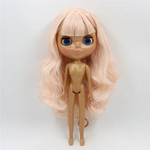 naked doll Ледяная фабрика blyth кукла темная кожа licca тело бледно-розовые волосы блестящее лицо 30 см 1/6 игрушка - Цвет: naked doll
