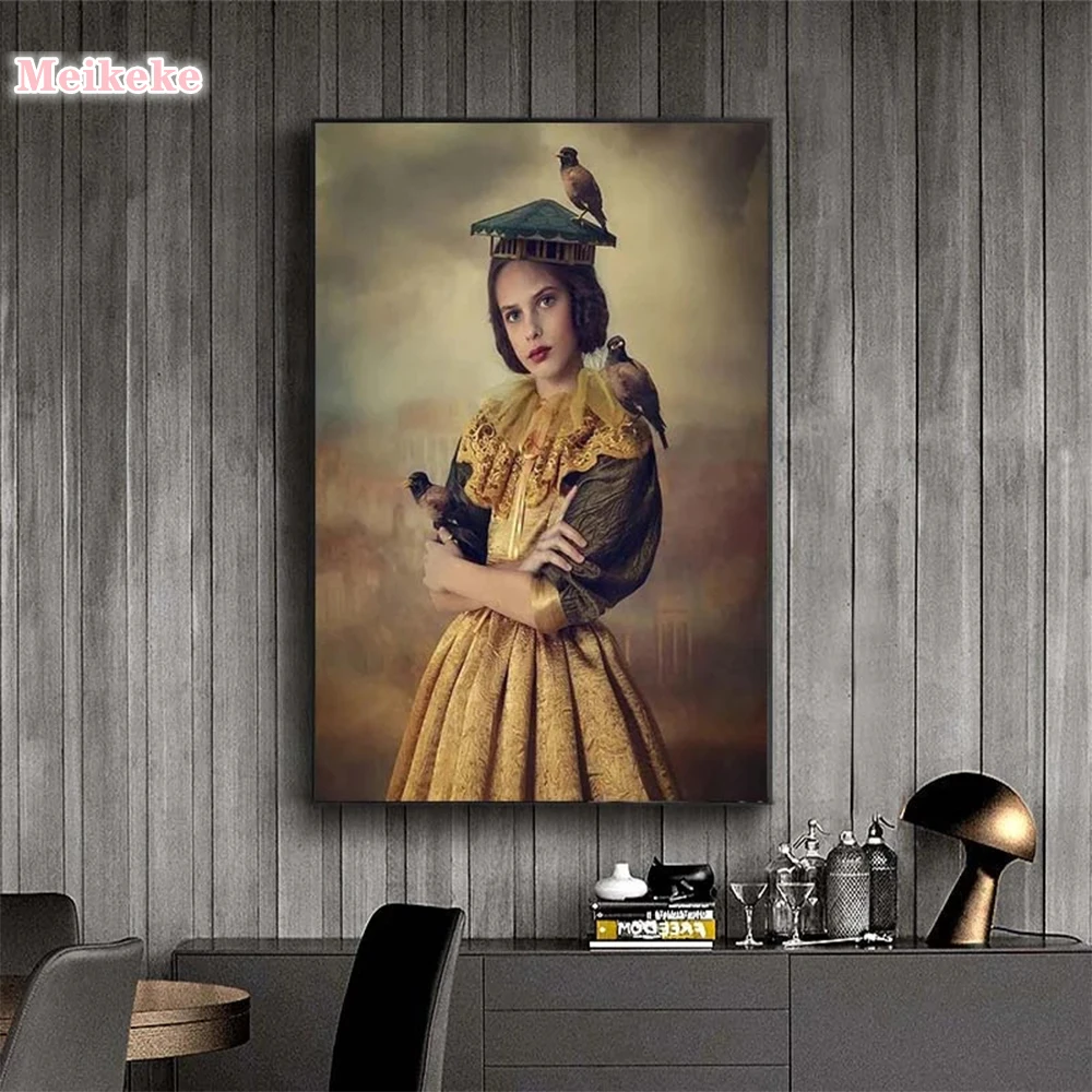 

Алмазная живопись 5D "сделай сам", портрет, вышивка крестиком, полноразмерная круглая вышивка, красочная ручная работа, домашний декор для ст...