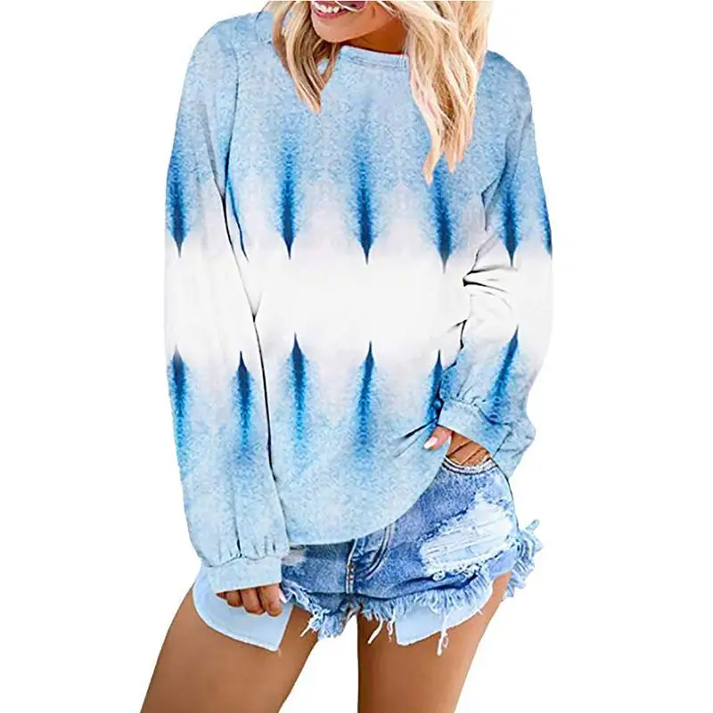 

Women T-Shirts Autumn Winter Gradient Shirt Color Patchwork Tshirt Long Sleeve Pullover Top T Shirt T-Shirt Camiseta SJ4369X