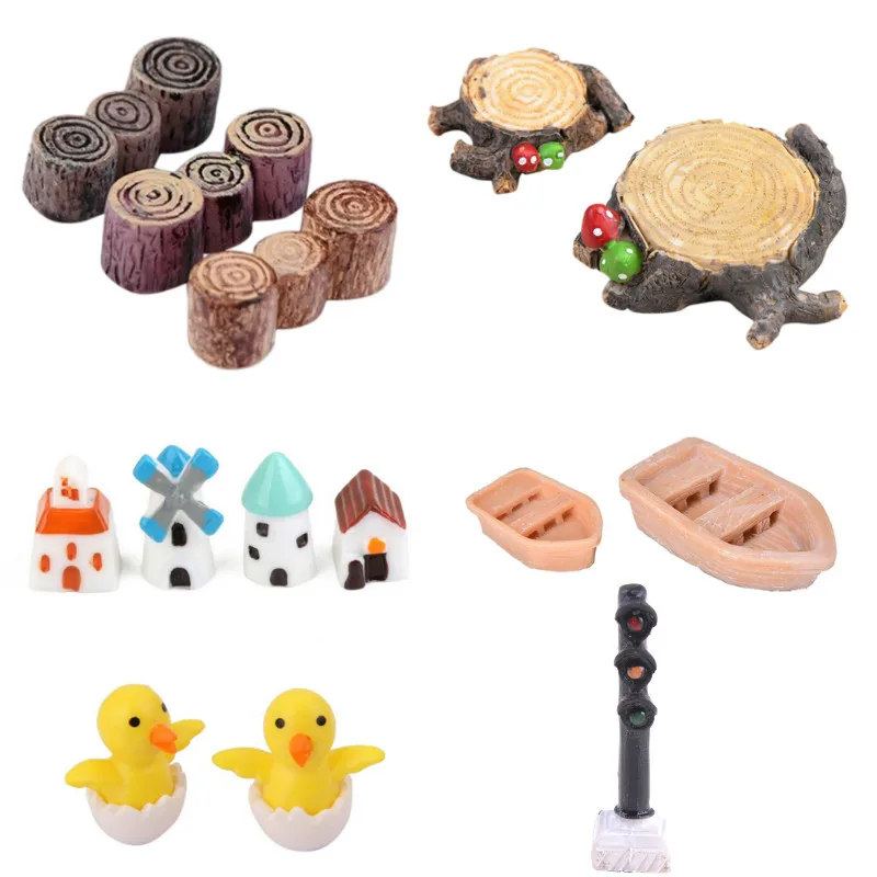 

1/4pcs Tree Stump Boat House Resin Fairy Garden Miniatures DIY Doll House/ Terrarium/ Succulents/ Micro Landscape Decoration