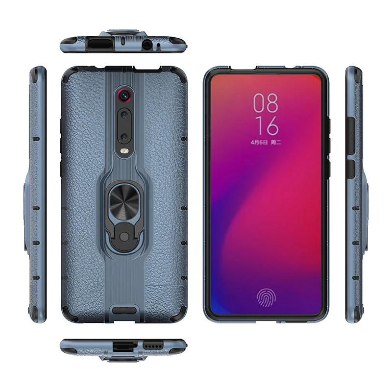 Автомобильный Магнитный чехол-держатель для Xiaomi Redmi Mi 9 T, чехол-бампер, противоударный чехол-подставка, автомобильный чехол для телефона с кольцом для Xiaomi Mi 9T Pro, чехол