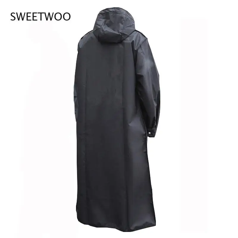 Black Fashion Adult Waterproof Long Raincoat Women Men Rain coat Hooded For Outdoor Hiking Travel Fishing Climbing Thickened