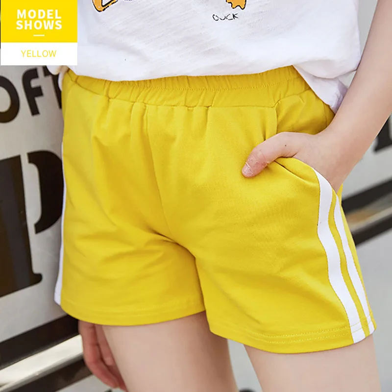 Летние детские шорты хлопковые для маленьких девочек эластичные в полоску