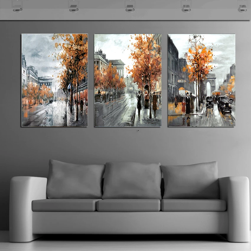 3 шт./компл. художественные картины прогулки по улице Декор больше стилей на стене