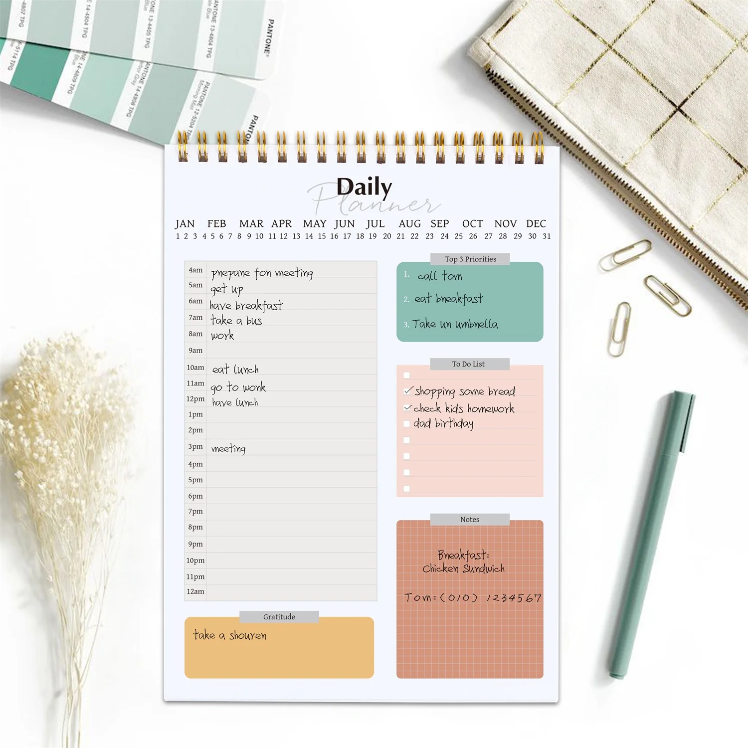 Неустанавливаемый Ежедневник для ежедневного планировщика персональный