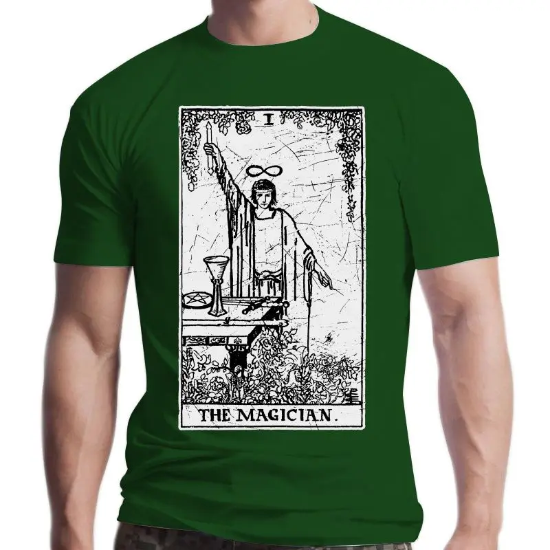 

New The Magician Tarot Card Major Arcana tune Telling Occult T-Shirt Men Novelty Cotton Tee Shirt Harajuku Fitness Loose T Shirt