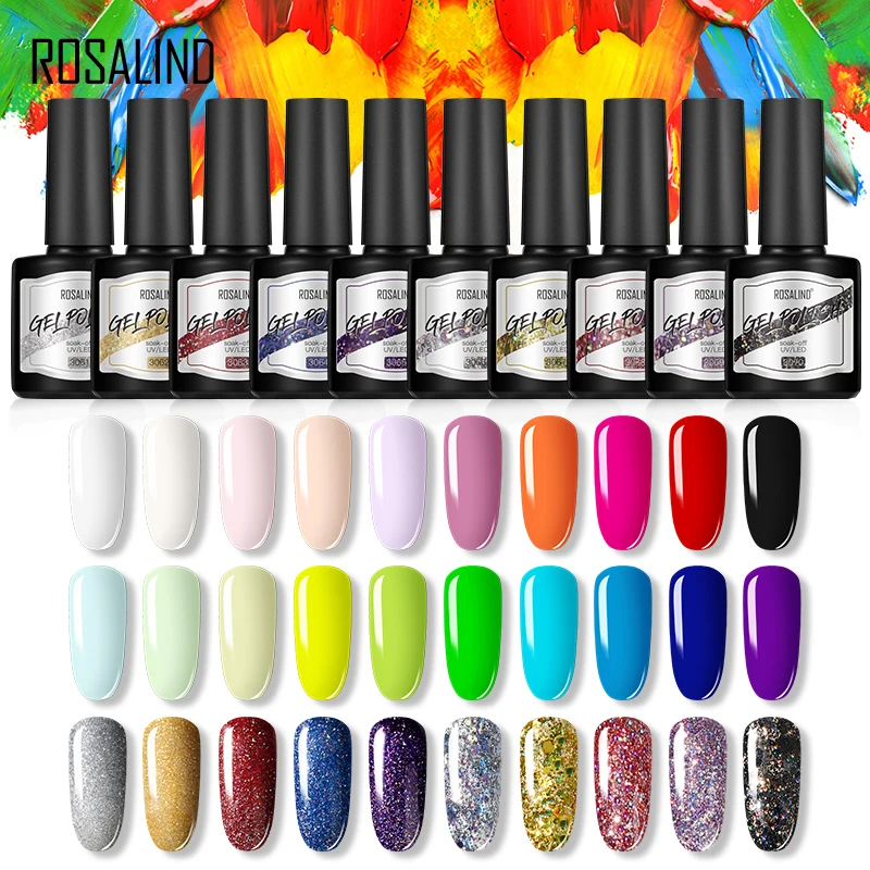 Гель лак для ногтей ROSALIND 8 мл гибридные лаки дизайна полуперманентный чистый цвет