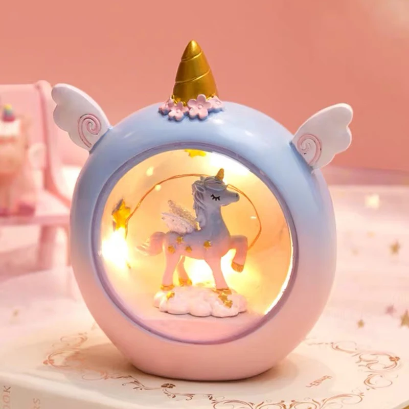 Ins LED Cartoon Unicorn Star Night Light Baby Nursery Lamps Table Decorative Light Children Kids Toys Gift for Birthday Xmas