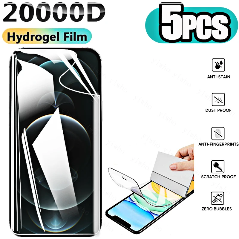

5PCS Hydrogel Screen Protector for iPhone 12Pro Max 11 12 13 Pro Max 12 13Mini Soft Full Cover Protective Film Xs Max SE 8 7Plus