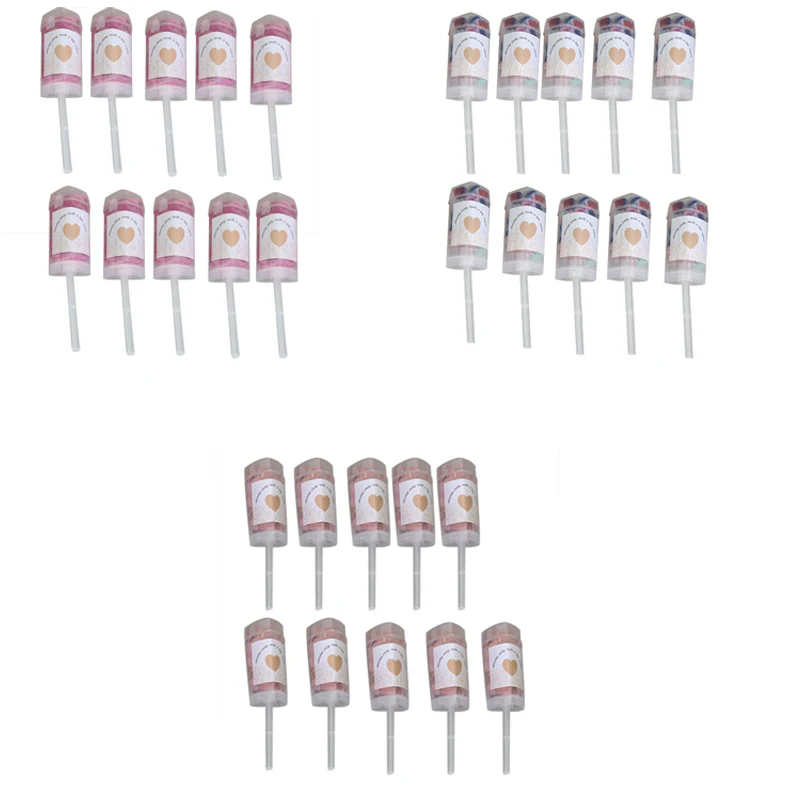 10Pcs Heart Push- Confetti pers Wedding Baby Bride Shower Birthday Party Decoration Push Tube Cylinder Shaped Confet | Дом и сад
