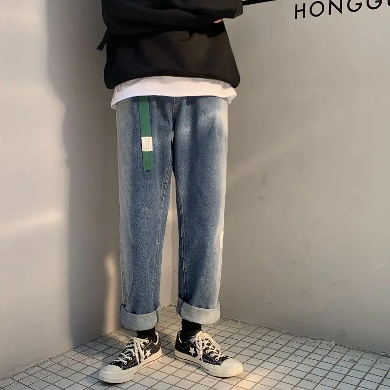 

2020 Men's Gradual Change Baggy Homme Casual Pants Classic Cargo Pocket Jeans Leisure Male Biker Denim Blue Color Trousers S-2XL