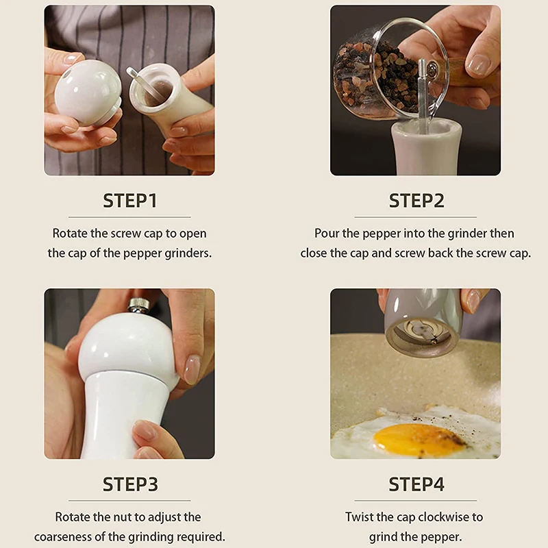 

Wooden Manual Salt Pepper Mill Grinder Refillable Adjustable Household Spice Grinders Wood 6 Inch Modern Kitchen Utensils