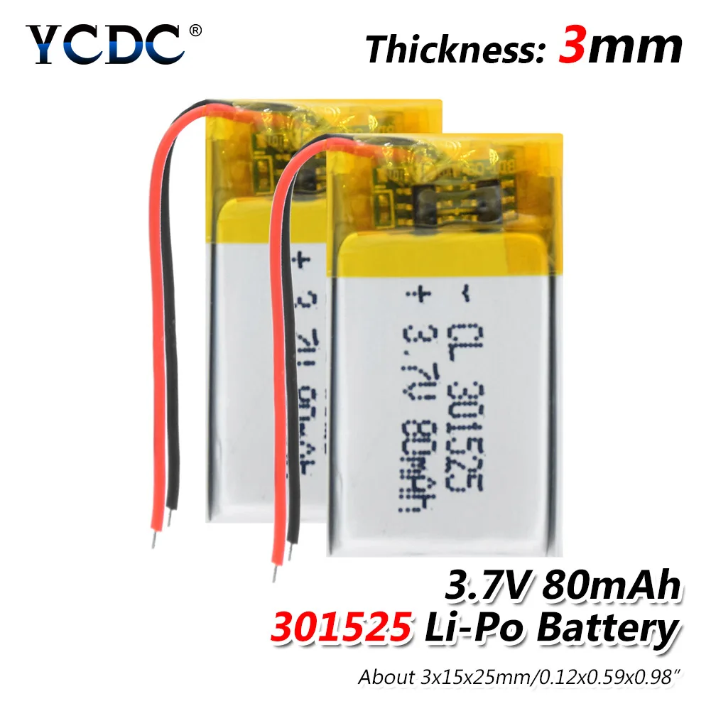 YCDC 3 7 в 80 мАч литий-ионная батарея аккумулятор 301525 для GPS MP3 Bluetooth совместимый