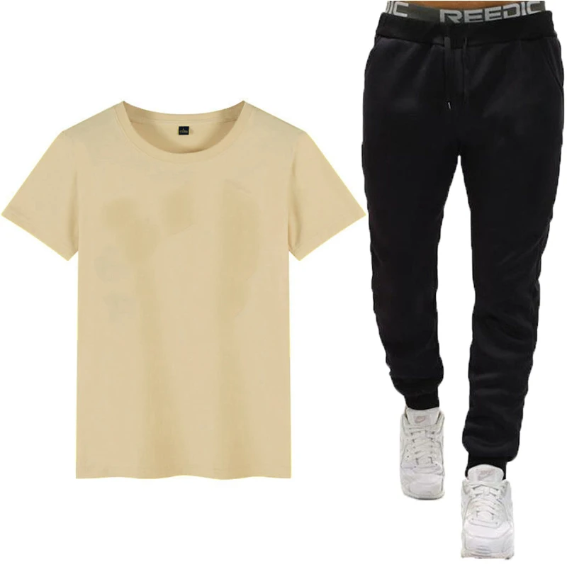 

summer men clothing Short sleeve t-shirts set plus size Loose casual pants homme With pocket jogging homm joggers sport set