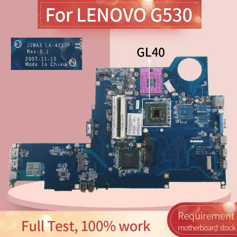 Notebook Mainboard Laptop Motherboard para Lenovo G530 N500 Gl40 Gm45 Ddr2 11s168002740 Jiwa3 La4212p Placa-mãe para notebook