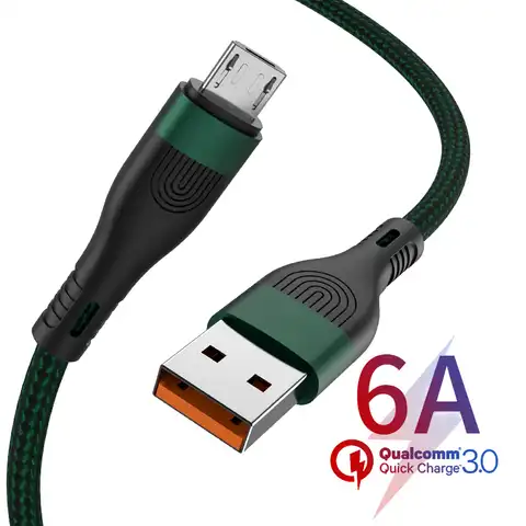 Micro USB-кабель KAIQISJ QC3.0, 6 А, кабель для быстрой зарядки для Redmi Note 5 Pro, Samsung S7, USB-кабель для передачи данных для Xiaomi, HTC, зарядное устройство