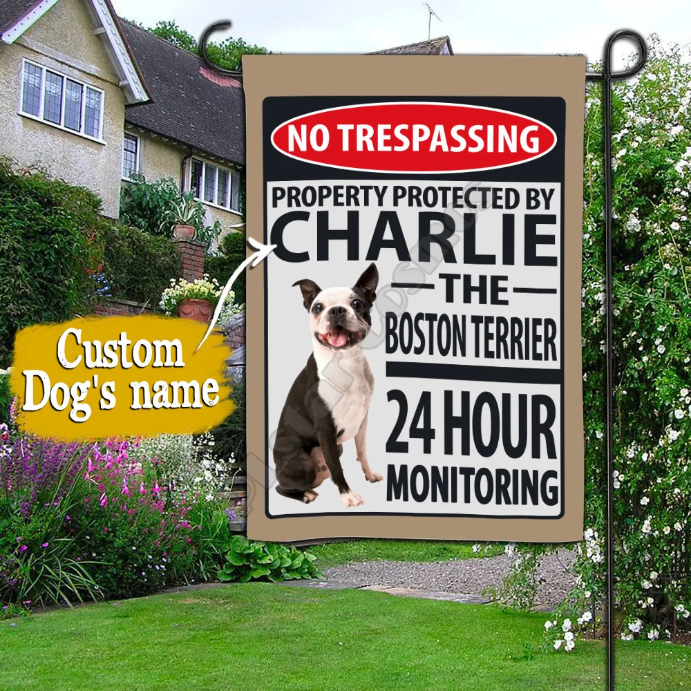 

Dog Flag Boston Terrier 24 Hour Monitoring Personalized 3D Printed Garden Flags House Flag Decoration Double-sided Printing
