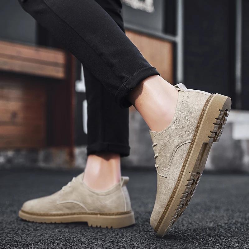 Мужская модная обувь Кожаная повседневная мягкая удобная дышащая на плоской