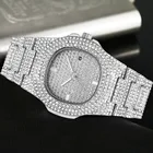Часы наручные мужские сверкающие, модные брендовые роскошные золотистые, в стиле хип-хоп, со стразами из стали, 2021